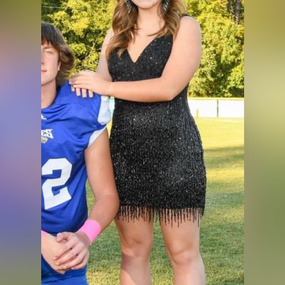 Black Fringe Homecoming/Short Formal Dress